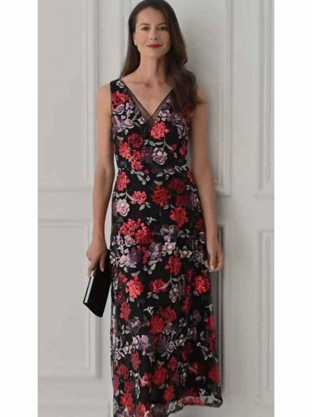 Adrianna Papell Women's Floral Sequin Fit & Flare Dress Womens Size 2